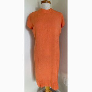 60s Nancy Green New York Orange Short Sleeve Button Dress